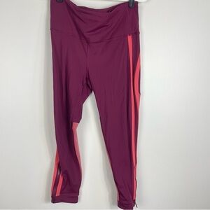 Lululemon Zip The Line Crop Womens 10 Leggings 23" inseam Deep Ruby Coral W6ASPS